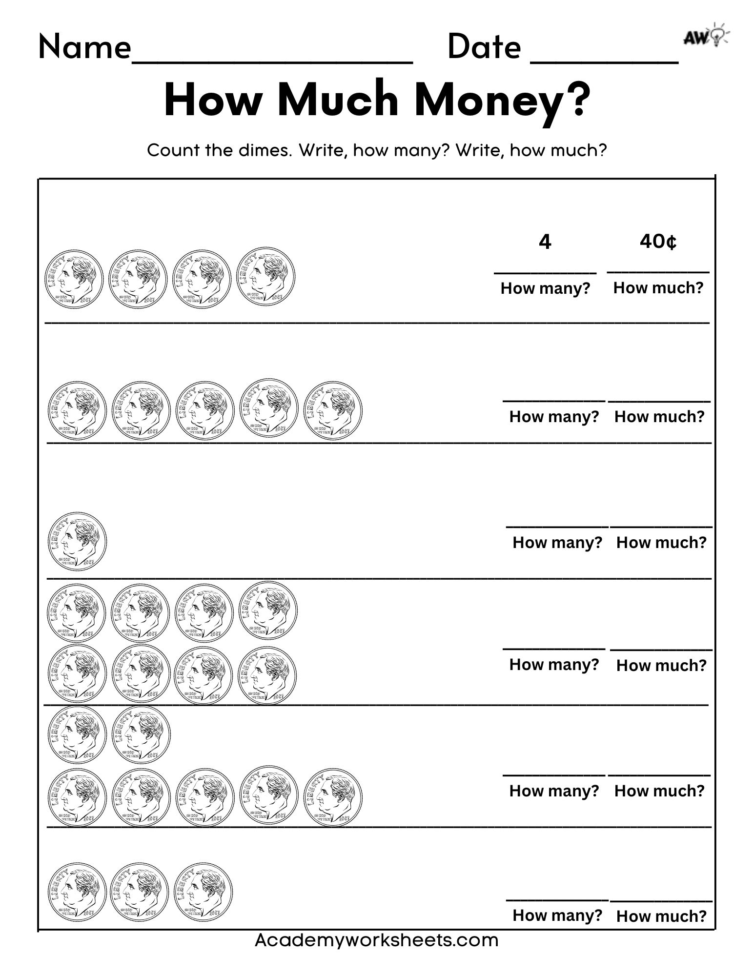 Counting Dimes Worksheet Learn To Count Money Academy Worksheets Worksheets Library