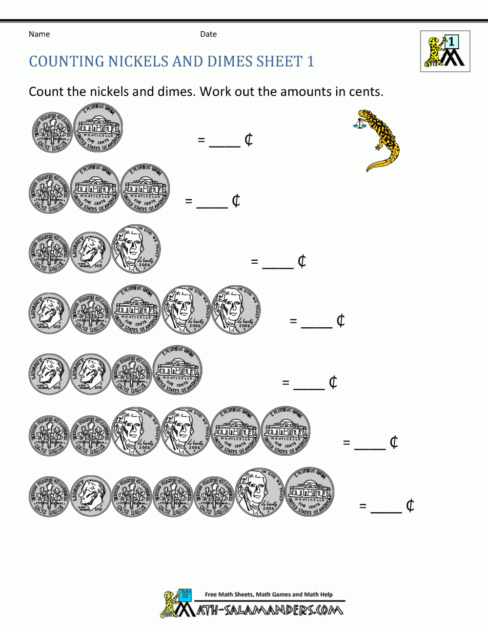 Counting Money Worksheets 1st Grade