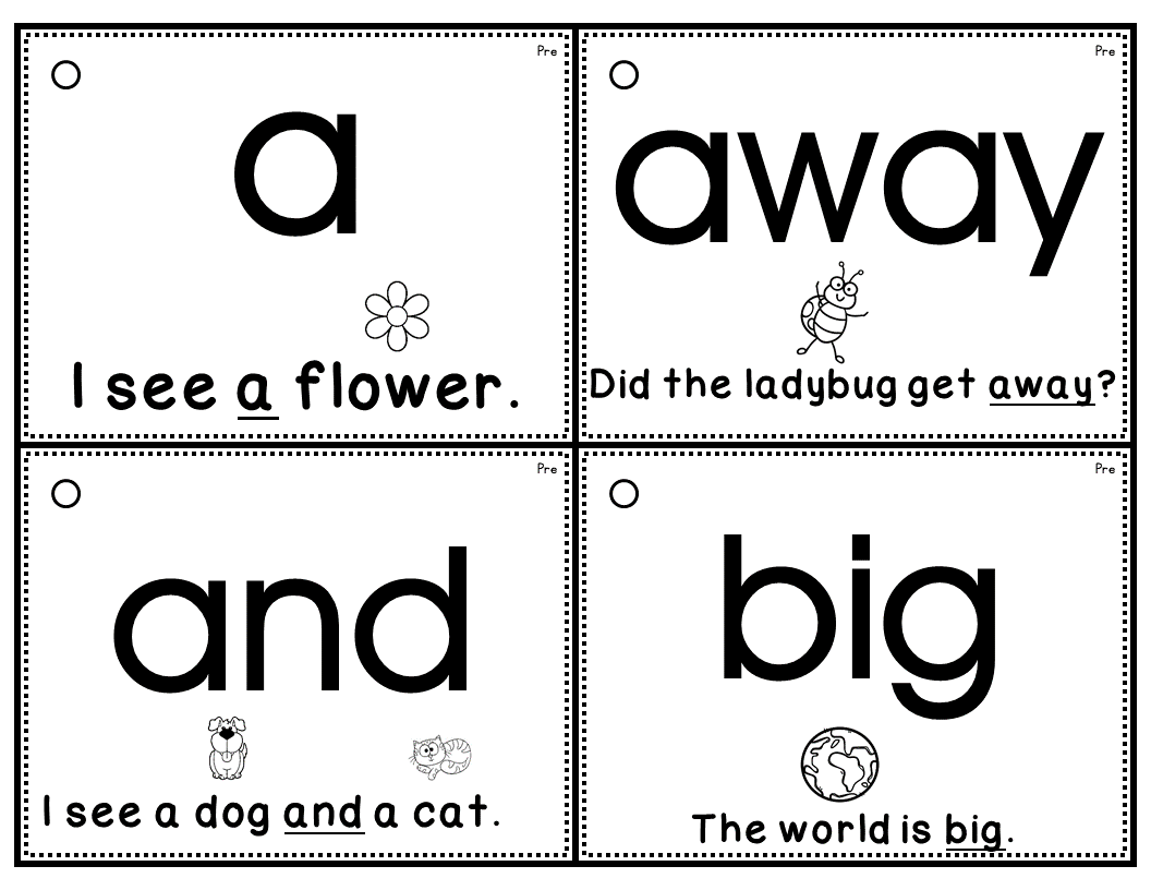 pre k dolch sight words