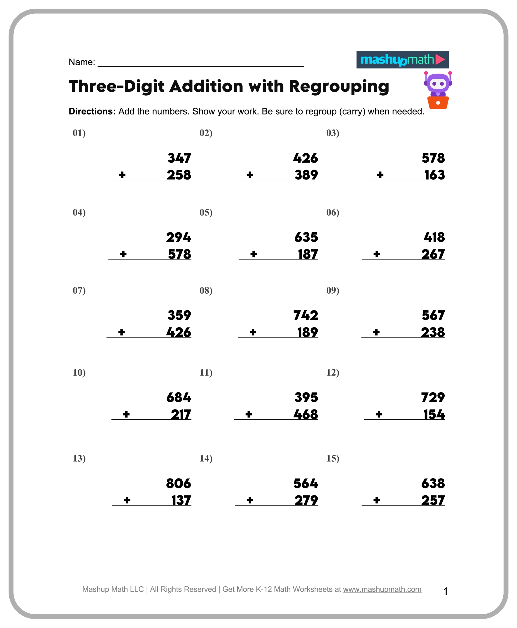 Free 3rd Grade Math Worksheets Printable W Answers Mashup Math