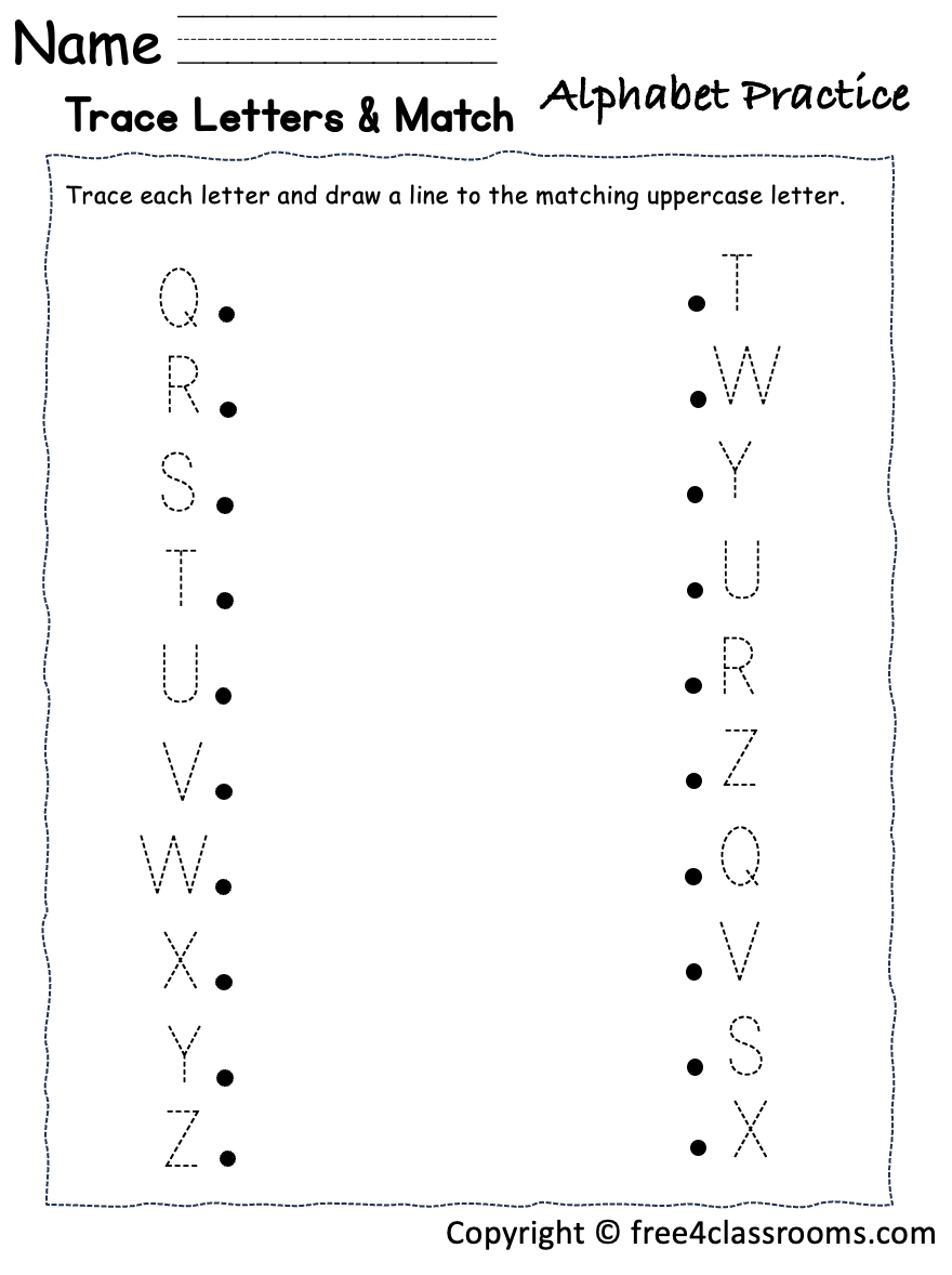 Free Letter Tracing And Matching Letters Worksheet