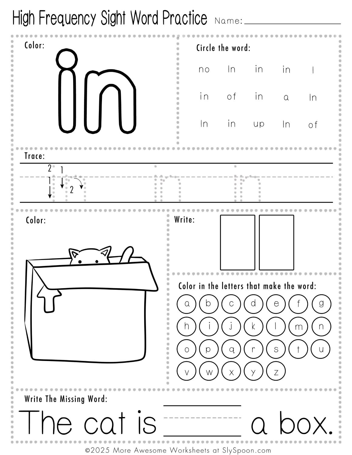Free Printable In Sight Word Worksheets For Kindergarten First Grade Sly Spoon