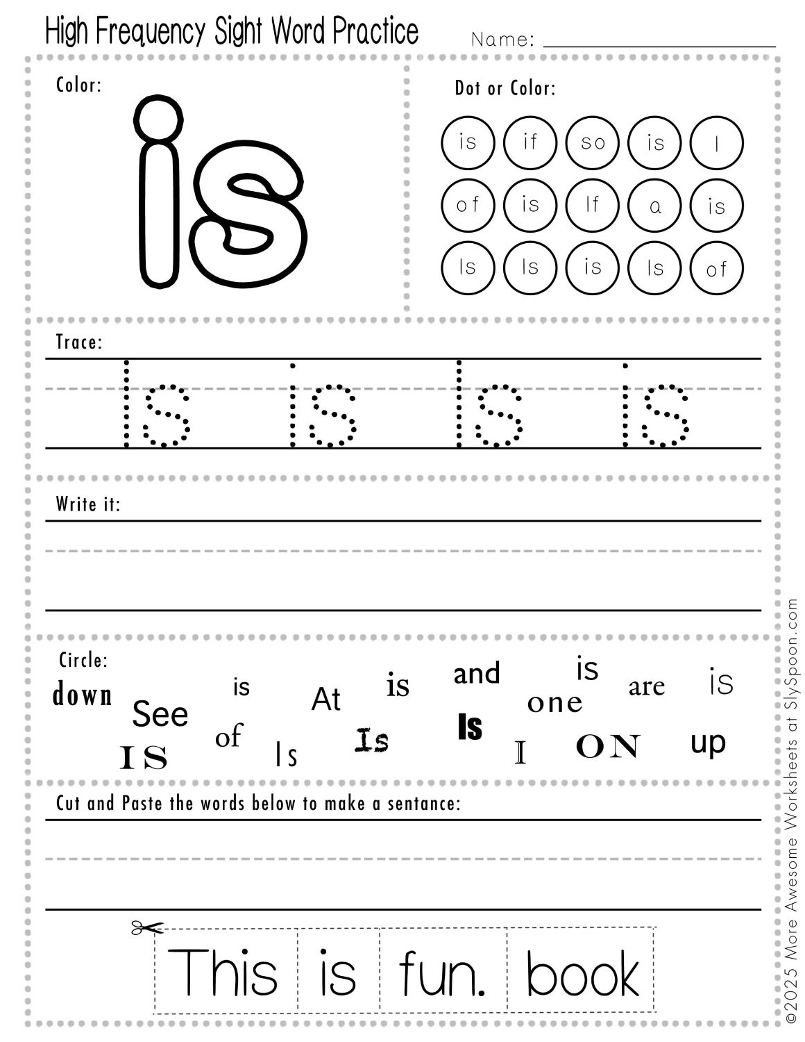 sight word the worksheet