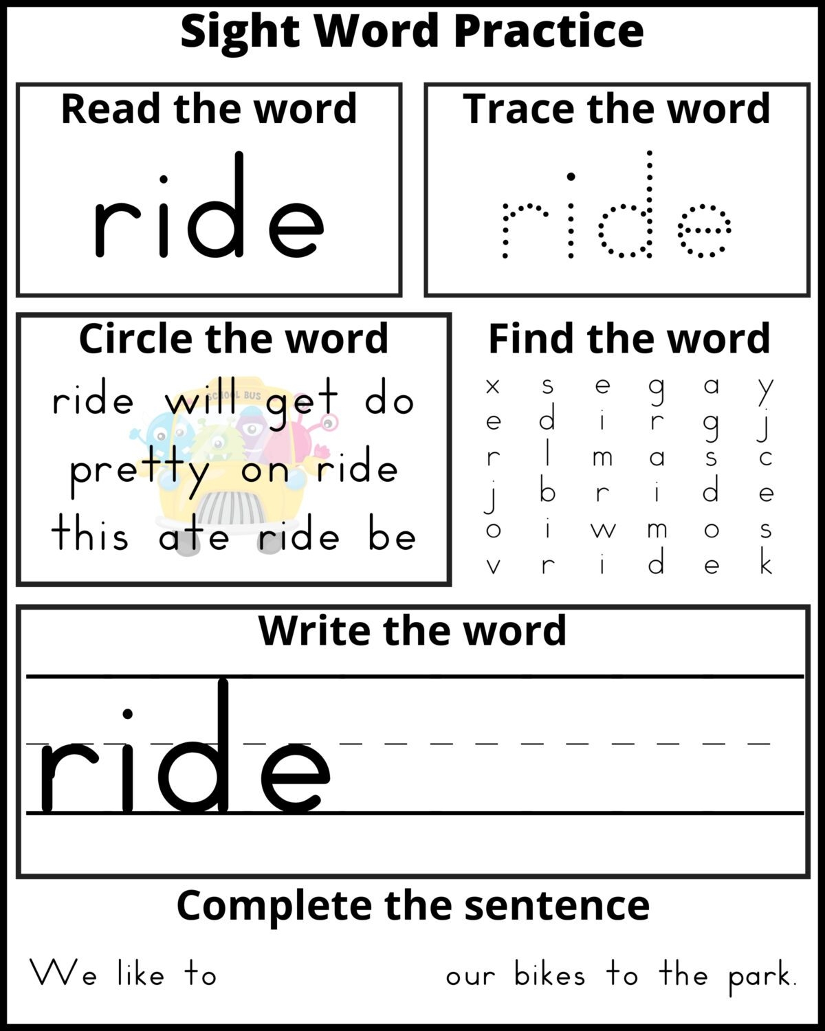 free sight word printables
