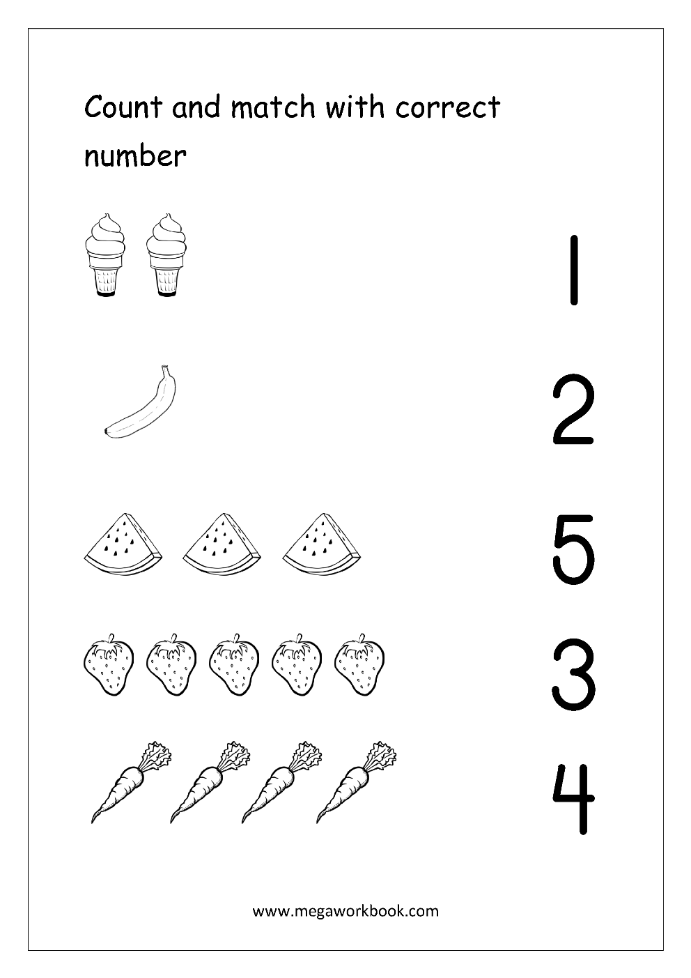 Free Printable Number Matching Worksheets For Kindergarten And Preschool Count And Match 1 10 MegaWorkbook