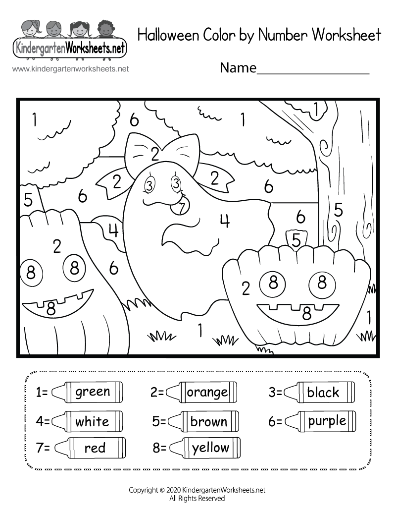 Halloween Color By Number Worksheet Free Printable PDF