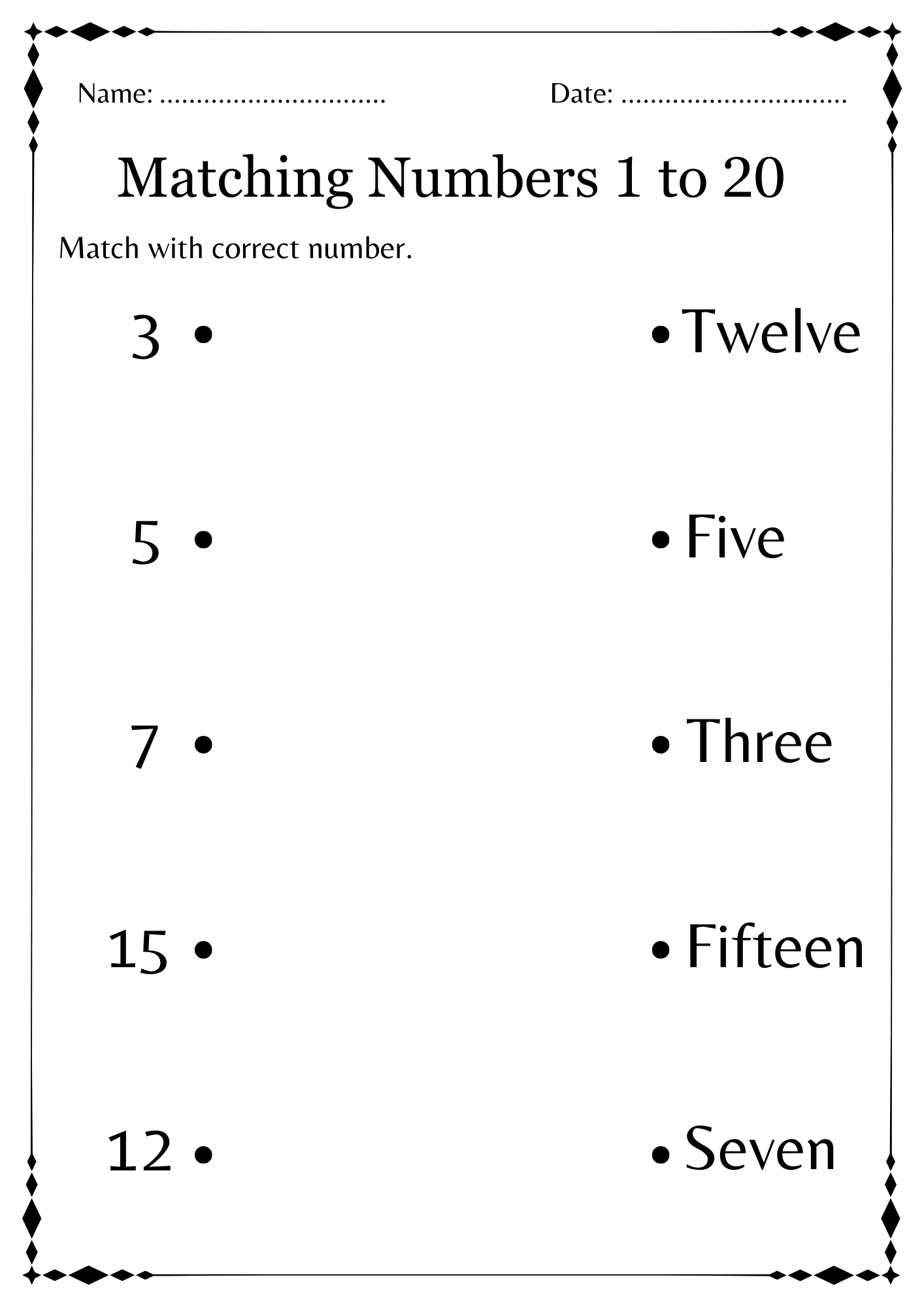count and match worksheets