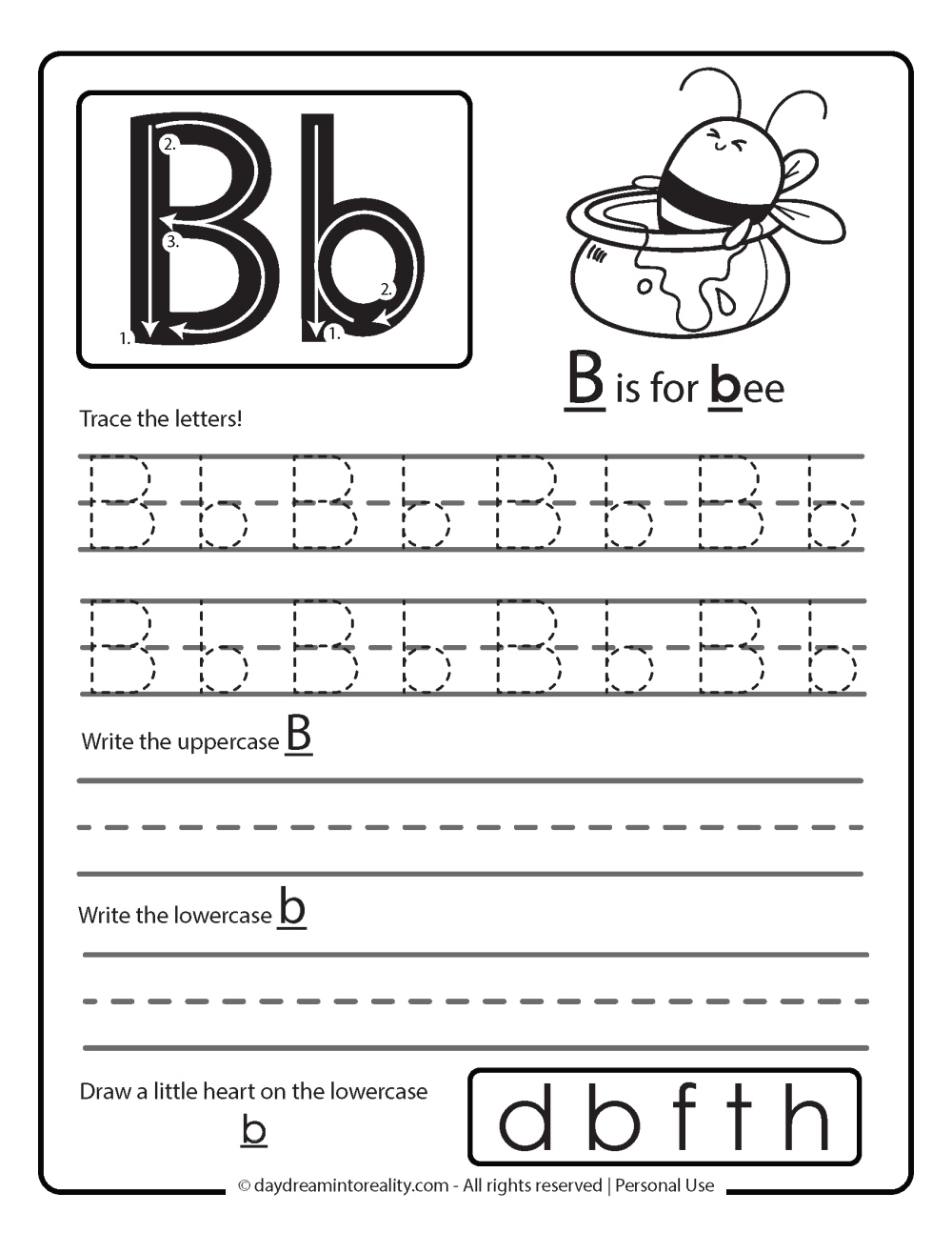 letter b tracing sheet