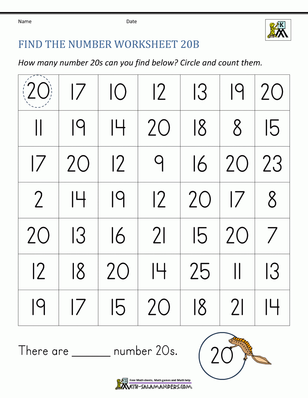Number 20 Worksheets For Preschool Number 20 Worksheets For Preschool