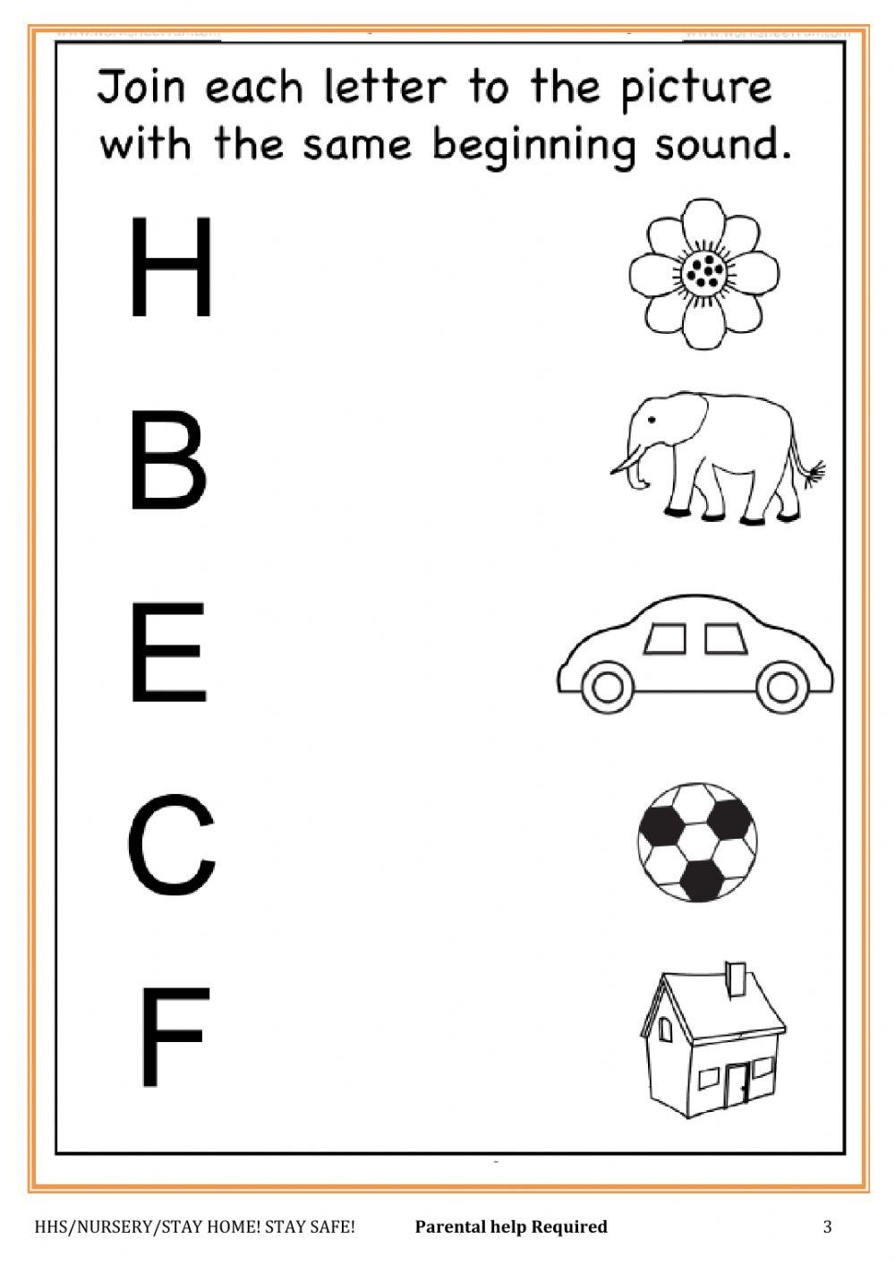 worksheet for nursery alphabets