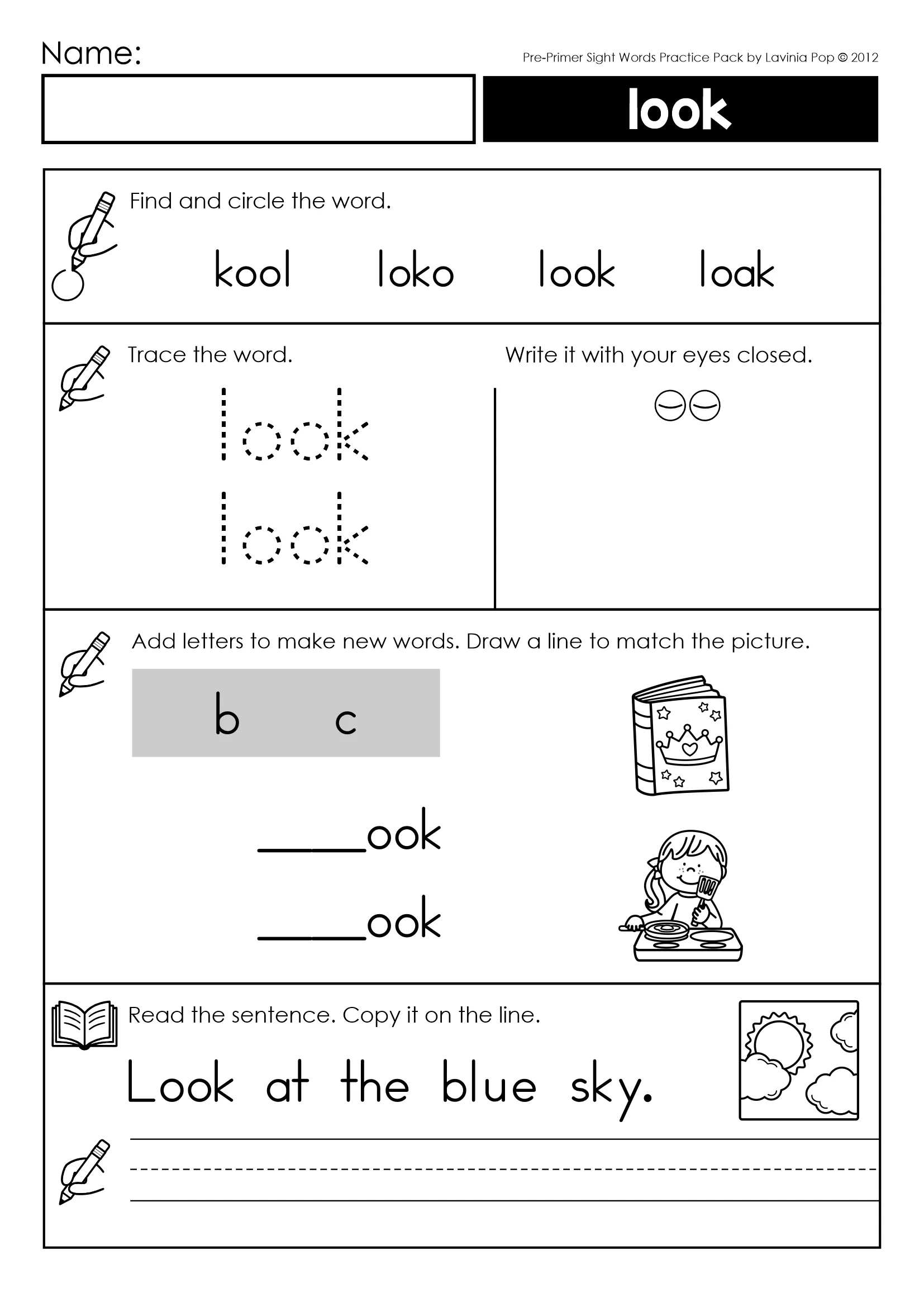 sight word i worksheets kindergarten