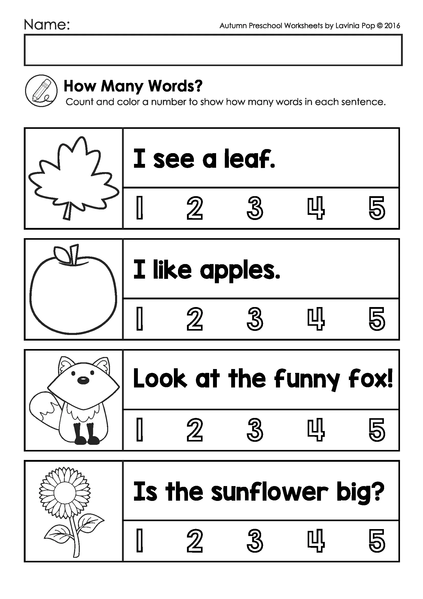 Preschool Autumn Fall Worksheets In My World
