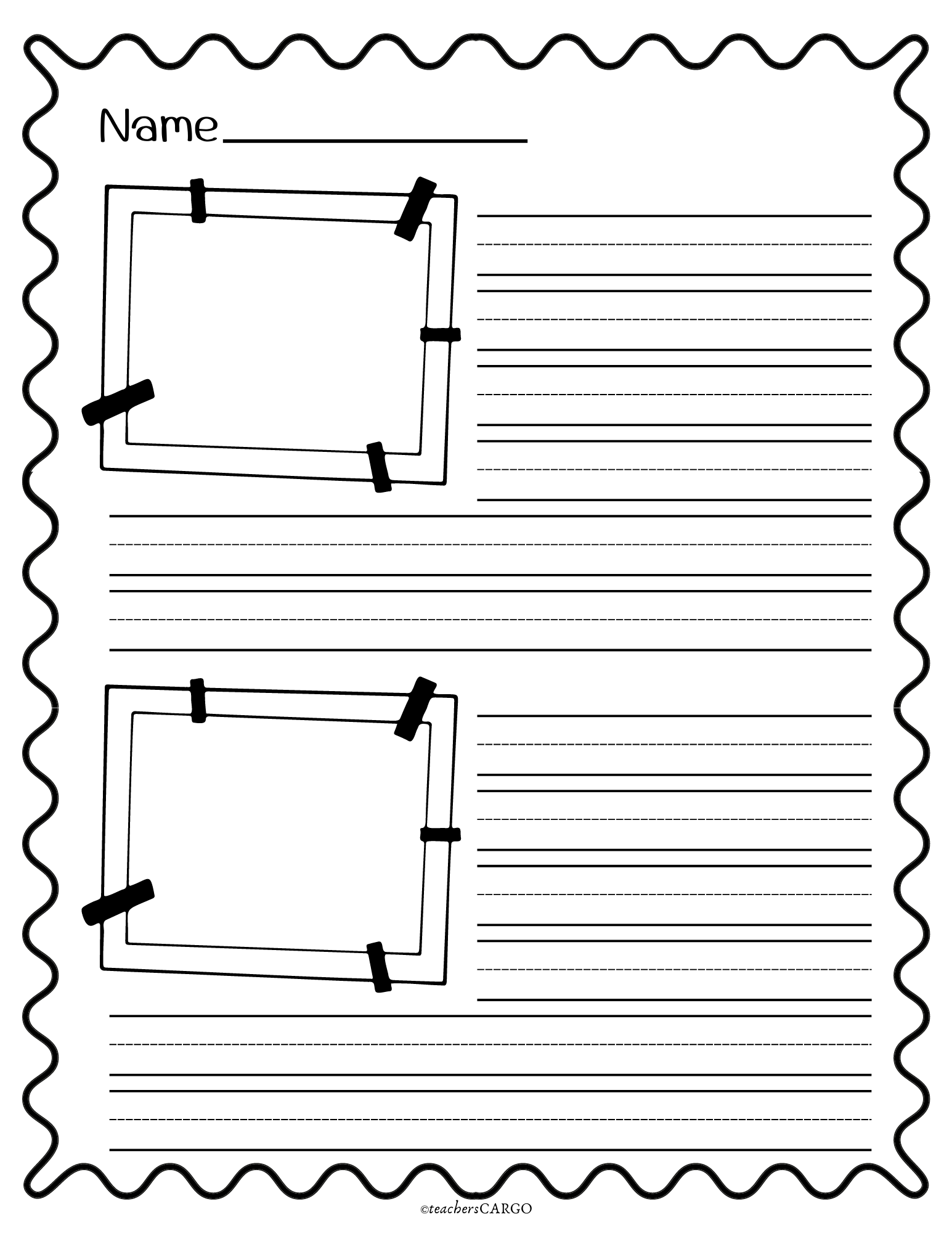 writing paper with picture box