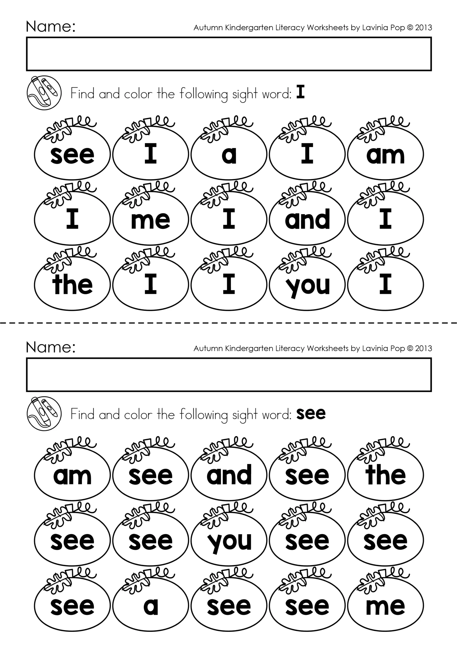 preschool sight words printable