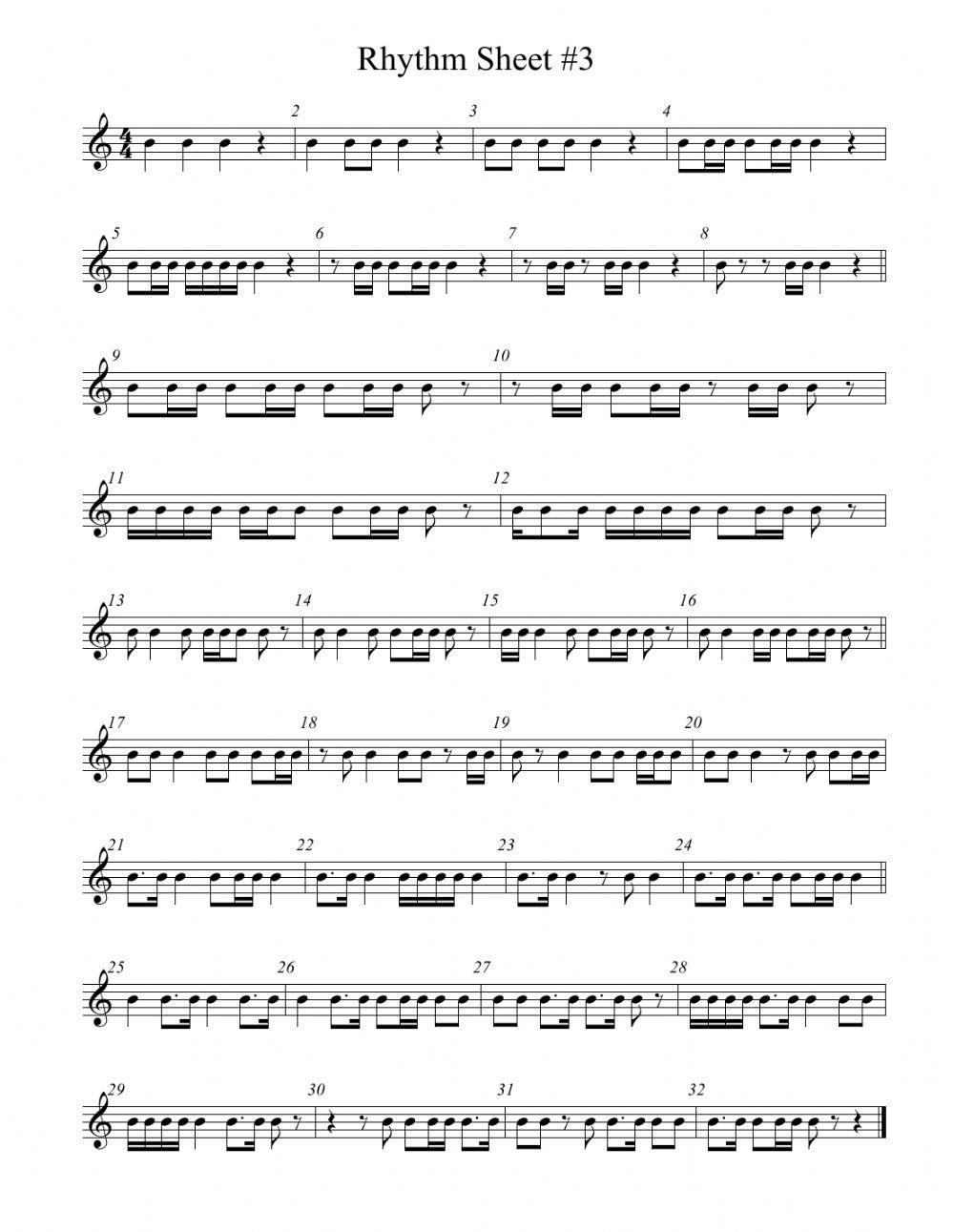 rhythm counting worksheets