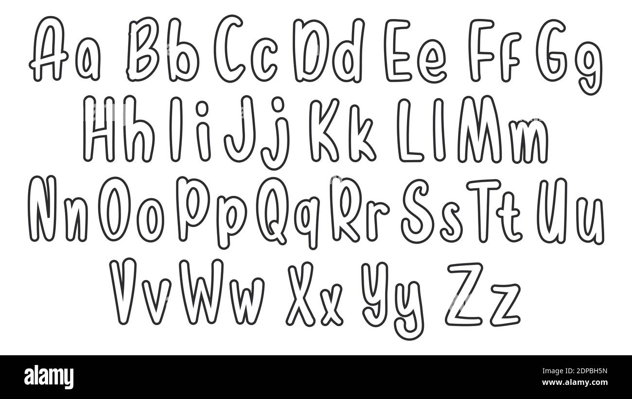 Set Of Hand Drawn Alphabet Font Simple Outline Letters Handwritten Alphabet Uppercase Lowercase Letters Vector Illustration EPS 10 Stock Vector Image Art Alamy