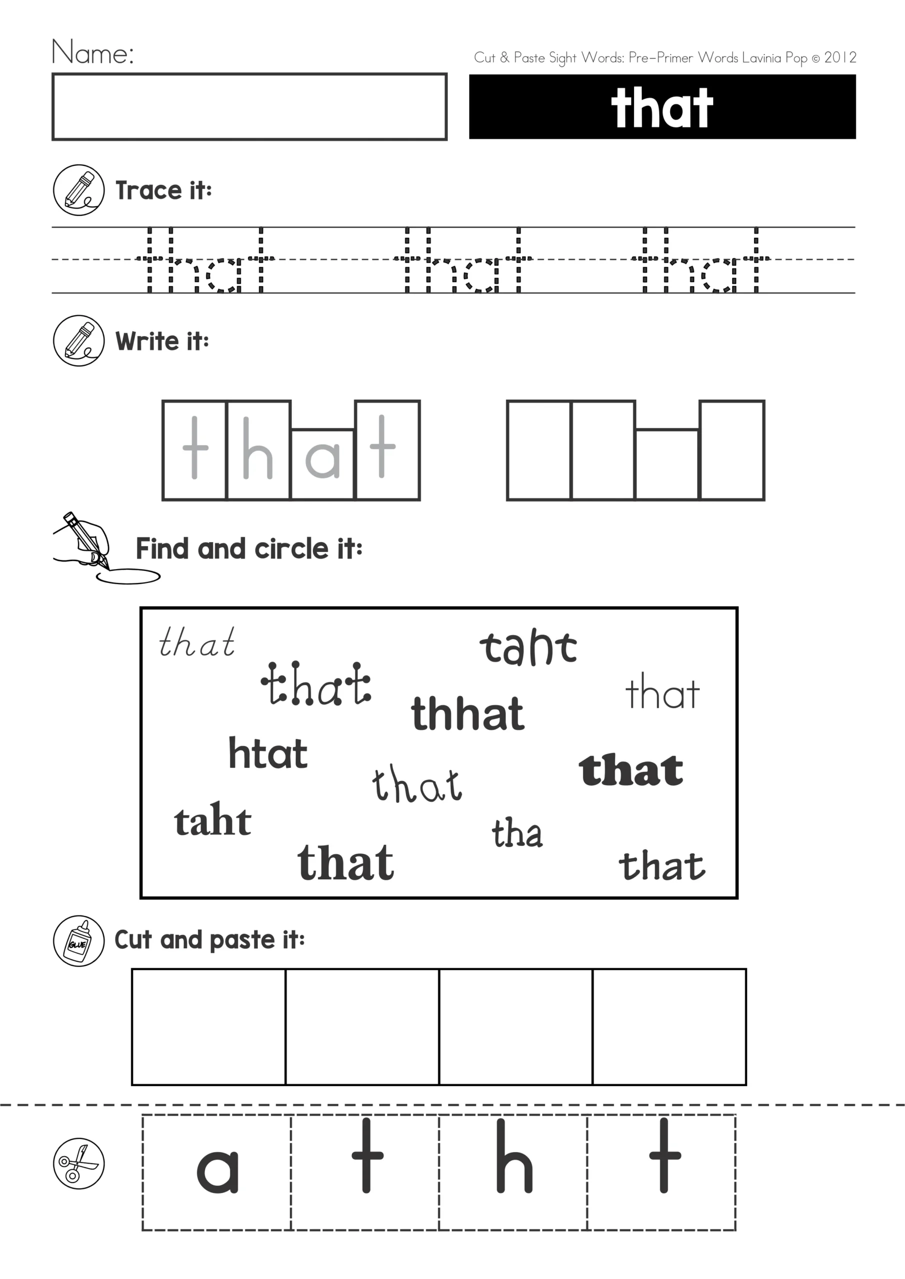 kindergarten cut and paste worksheets