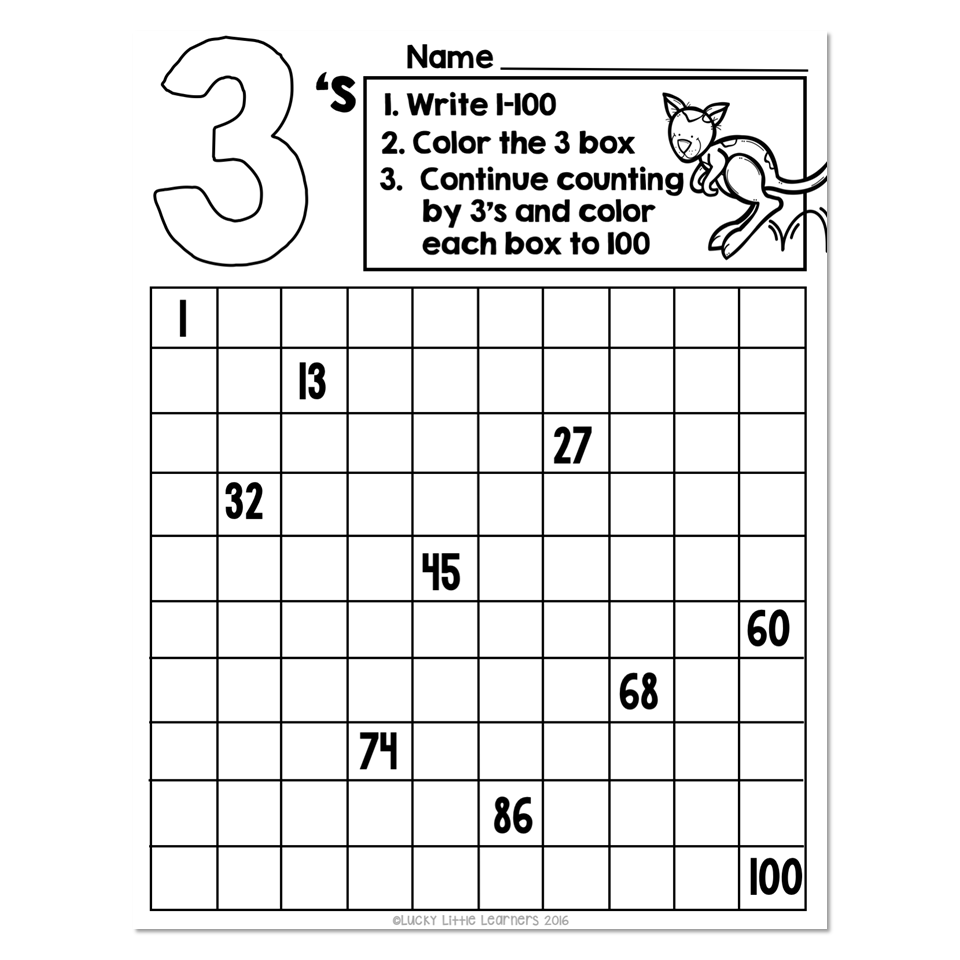 skip counting by 3 worksheet