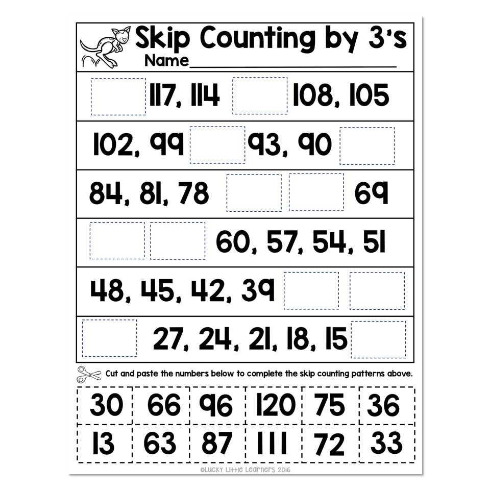 Skip Counting Number Line Worksheet 2 Skip Counting By 3 Lucky Little Learners
