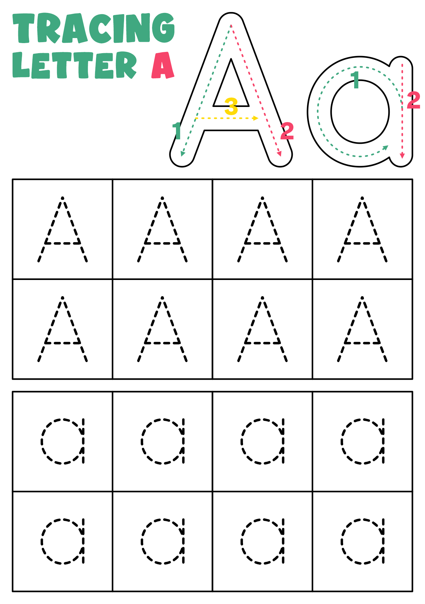 tracing the letter a tracing the letter a