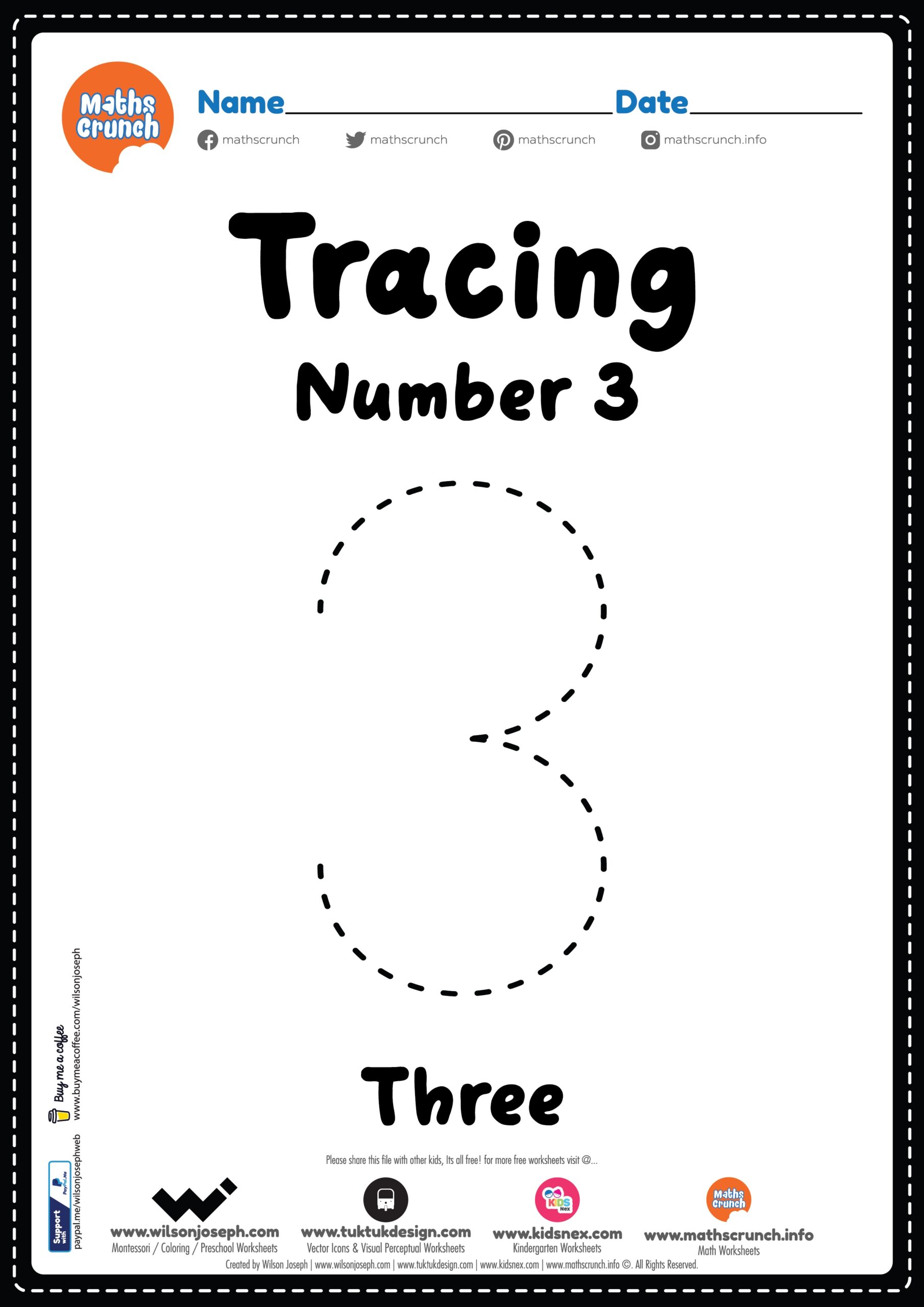 Tracing Number 3 Worksheet For Kids Free Printable PDF Tracing Number 3 Worksheet For Kids Free Printable PDF