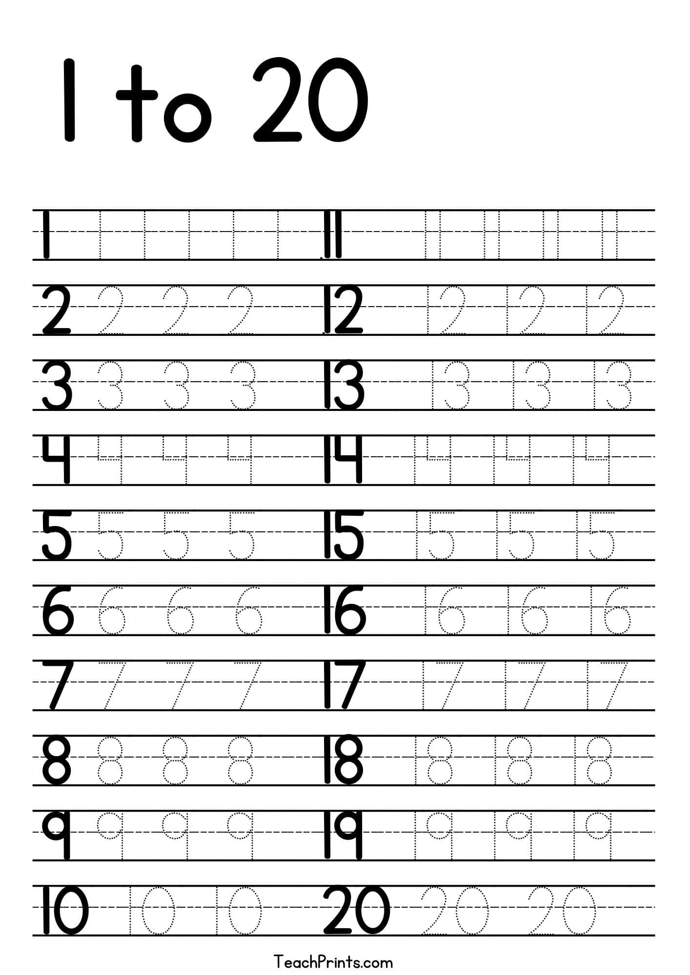 numbers printable 1 20