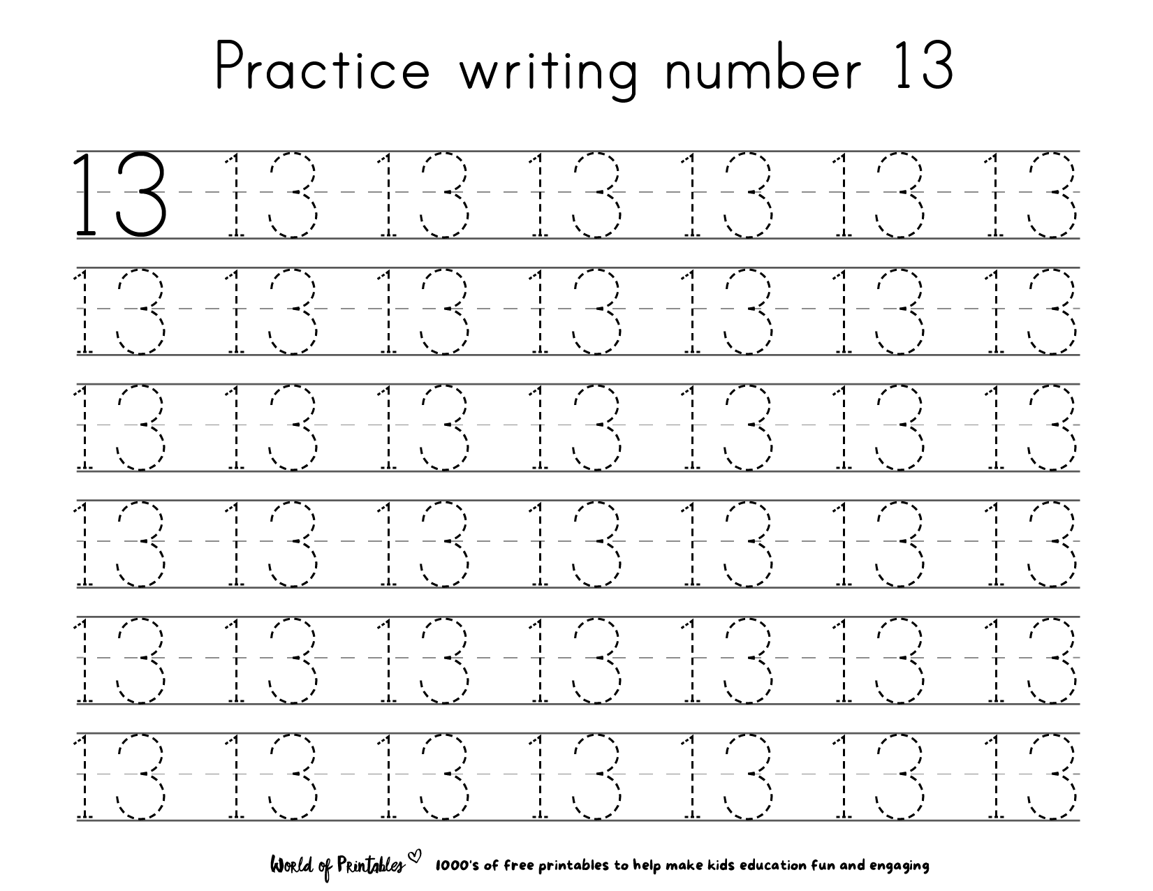 trace the numbers worksheet trace the numbers worksheet